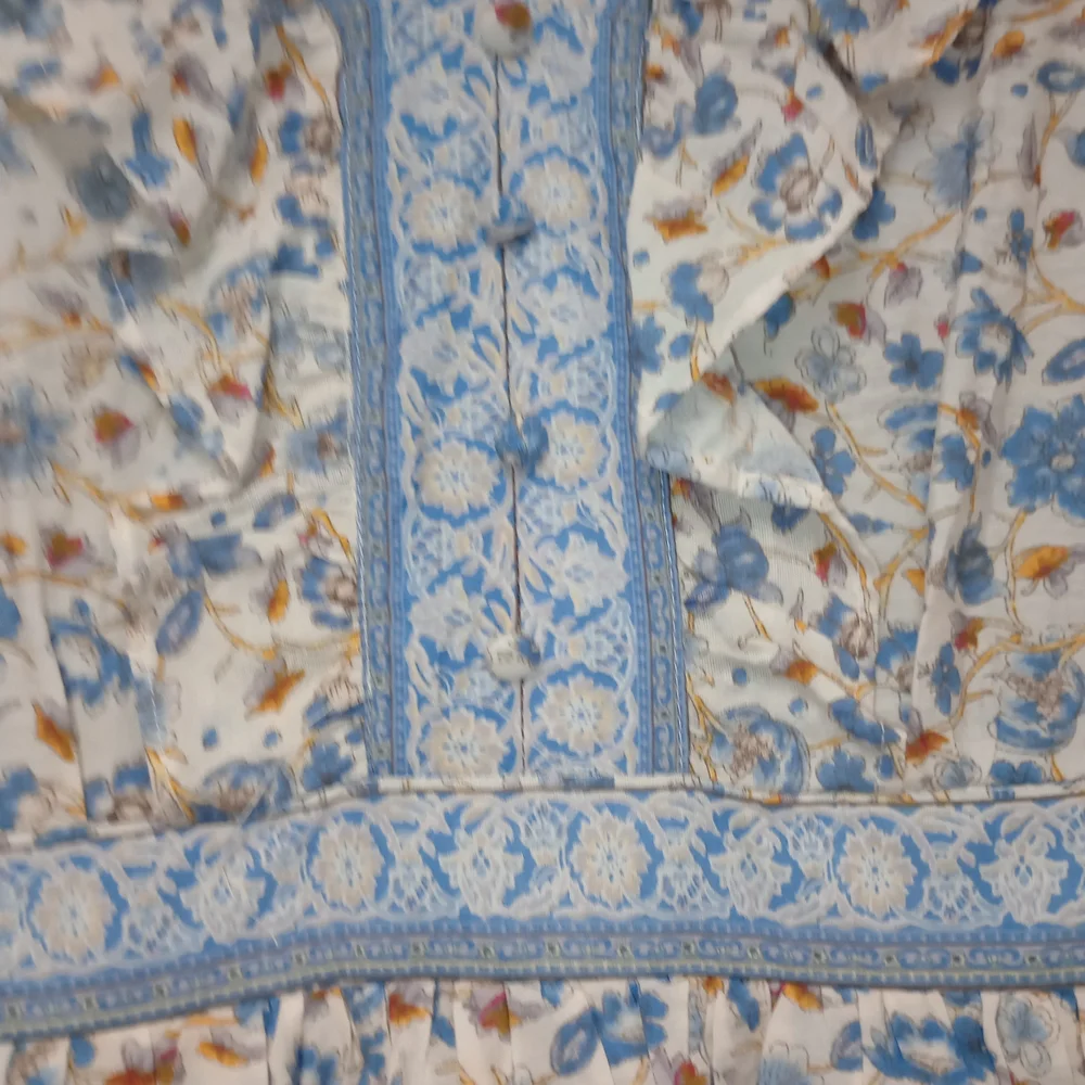 By The River Floral Blue and Cream Women's Dress - Picture 7 of 7